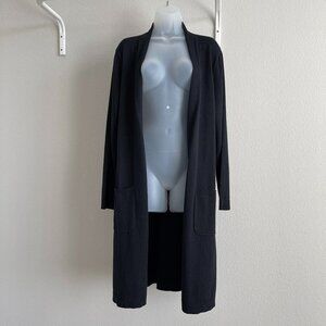 J. Jill Black Wool Blend Long Sleeve Open Front Cardigan Sweater Size Medium